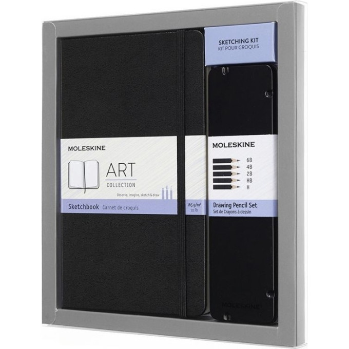Набор MOLESKINE Art Collection — пенал с карандашами и блокнот LARGE без линовки, чёрный BUNDARTGPHA